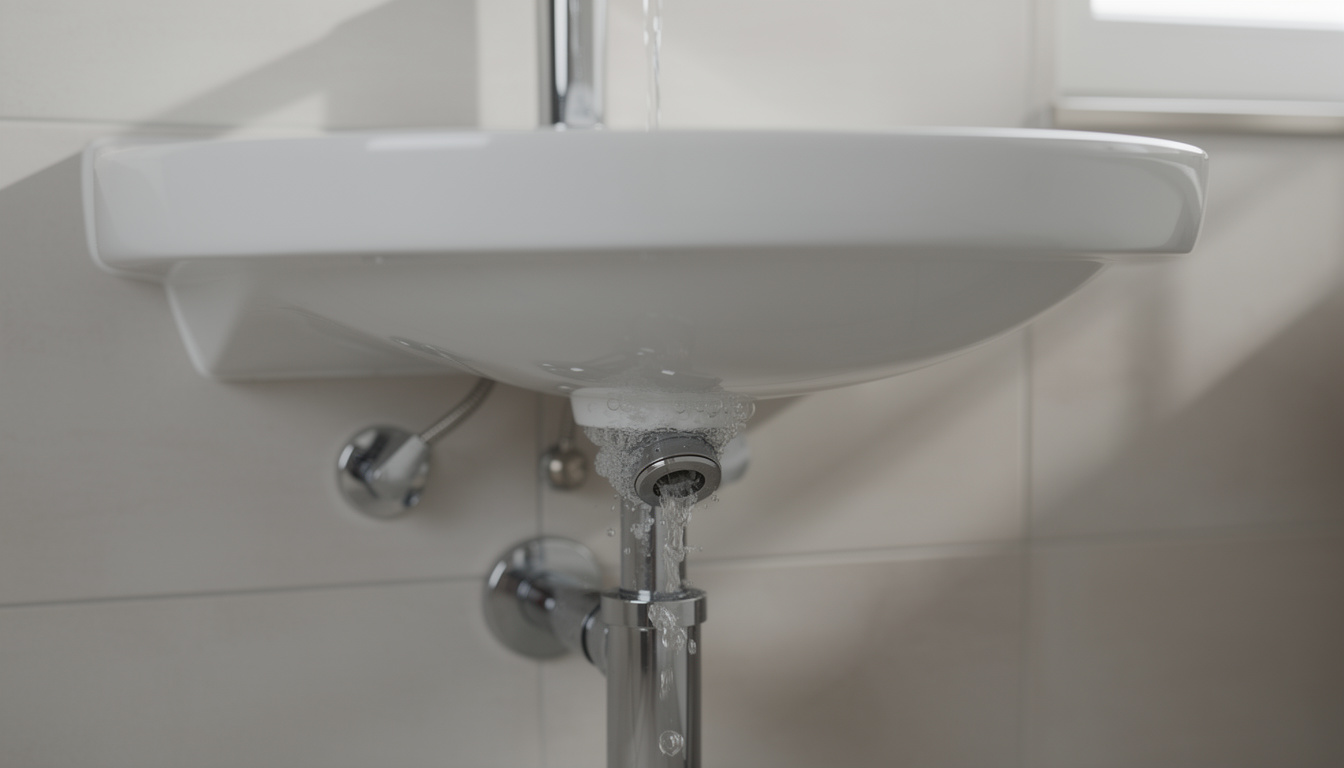 Abfluss gluckert Abfluss gluckert: Waschbecken mit Siphon im Badezimmer
